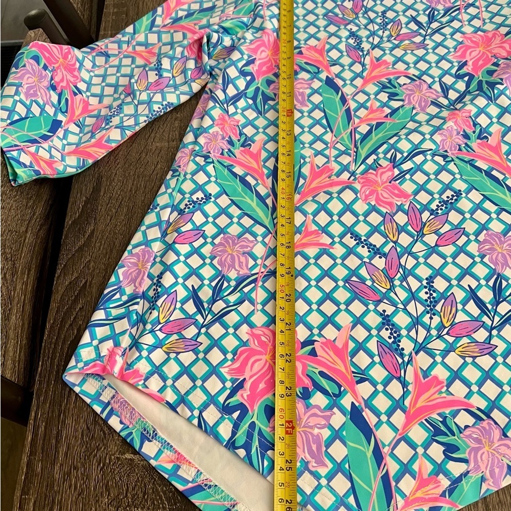 Lulu B UPF 50 Floral Cooling Top Small Bright Tropical Print 3/4 Sleeve NWT new‌ - Picture 4 of 12